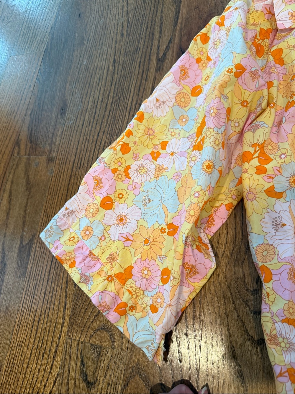 Karlie London Floral Poplin open sleeve top vibrant multi-color floral print M - Picture 5 of 7